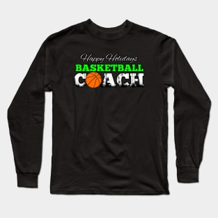 Basketball Coach Christmas - Retro Distressed Grunge Long Sleeve T-Shirt